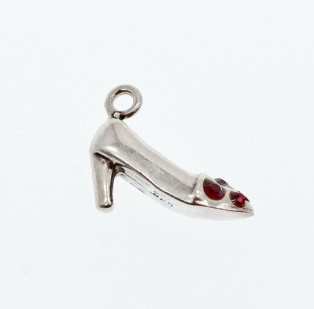 925 Sterling Silver Garnet & Heliodor "Shoe" Pendant